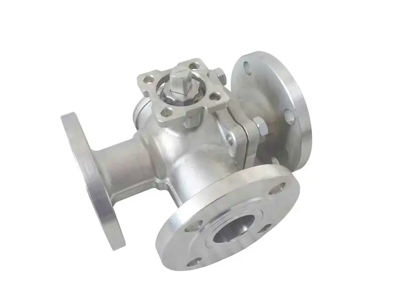 Flanged three-way ball valve